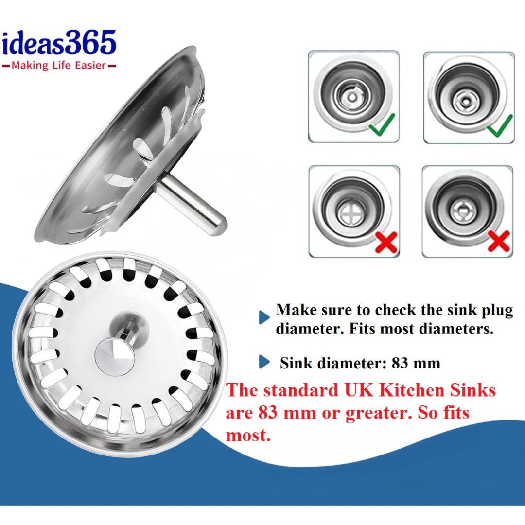 Pluggo - 2 Pack - 304 Stainless Steel Anti-rust Kitchen Sink Plug