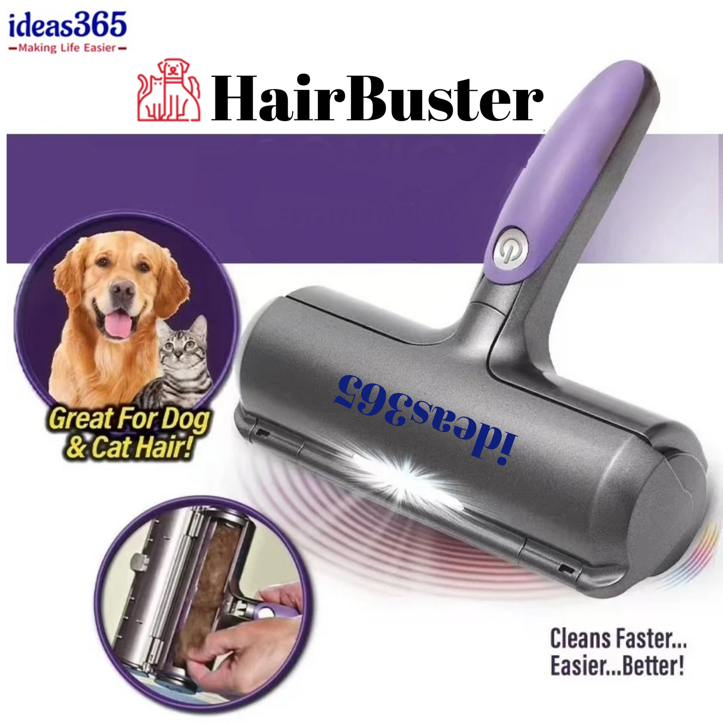 HairBuster - LED Light Reusable Pet Hair Remover Roller