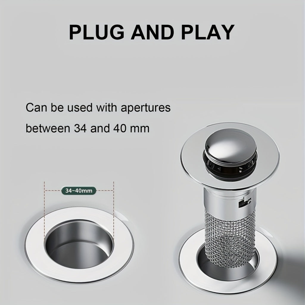 Mr Plug - 304 Stainless Steel Pop-Up Bathroom Sink Plug - Rust Proof