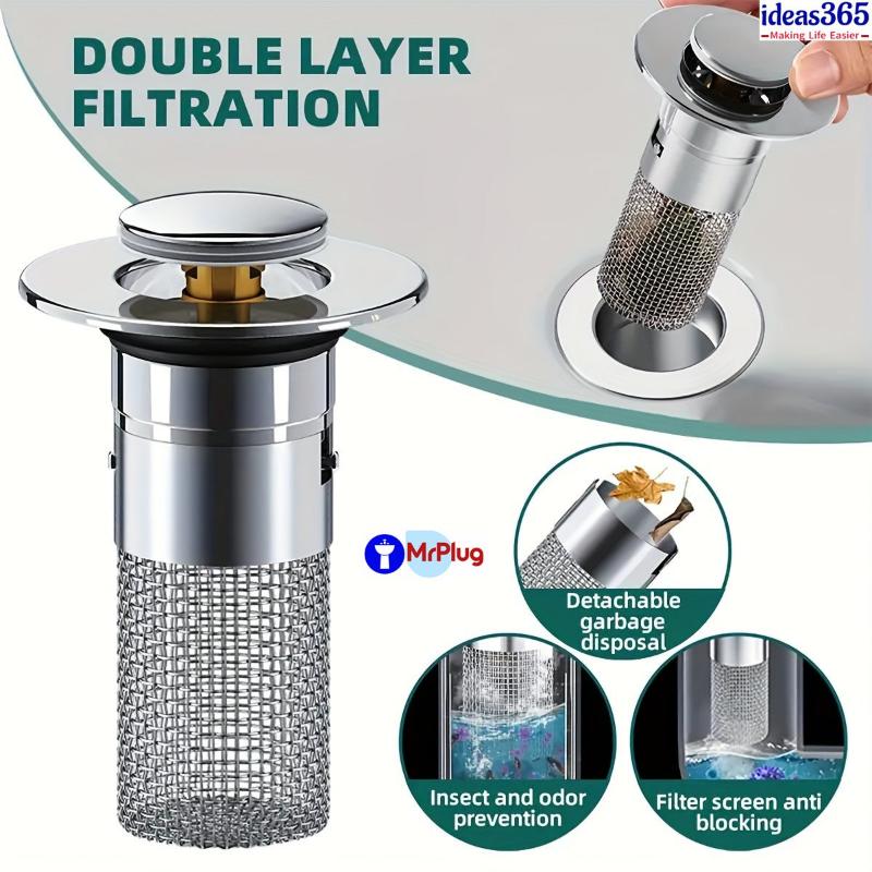 Mr Plug - 304 Stainless Steel Pop-Up Bathroom Sink Plug - Rust Proof Mr Plug - 304 Stainless Steel Pop-Up Bathroom Sink Plug - Rust Proof