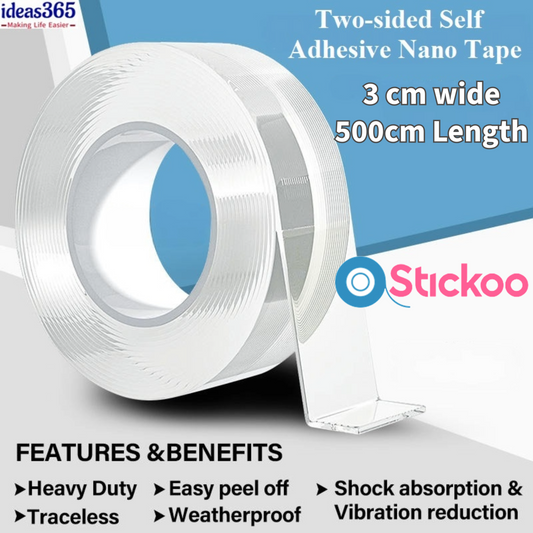 Stickoo - Double Sided Heavy Duty Nano Tape (500 cm Long)