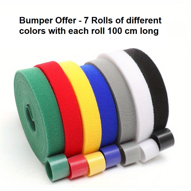 TieBuddy - Reusable Cable Straps - 7 pcs multicolor Rolls