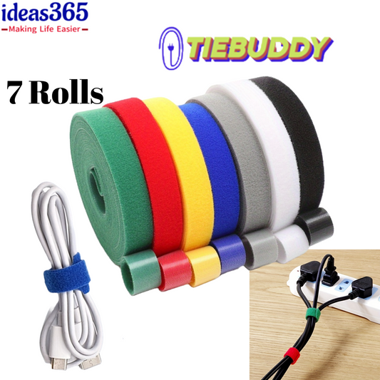 TieBuddy - Reusable Cable Straps - 7 pcs multicolor Rolls