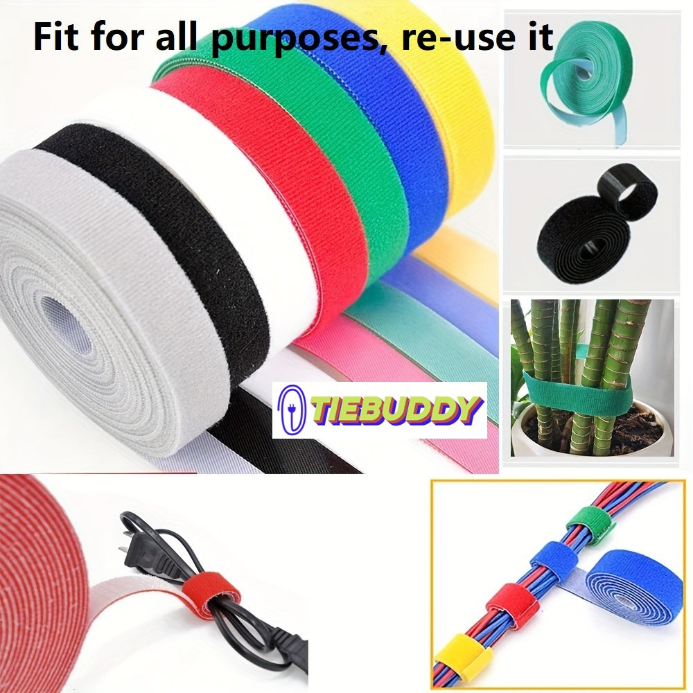 TieBuddy - Reusable Cable Straps - 7 pcs multicolor Rolls